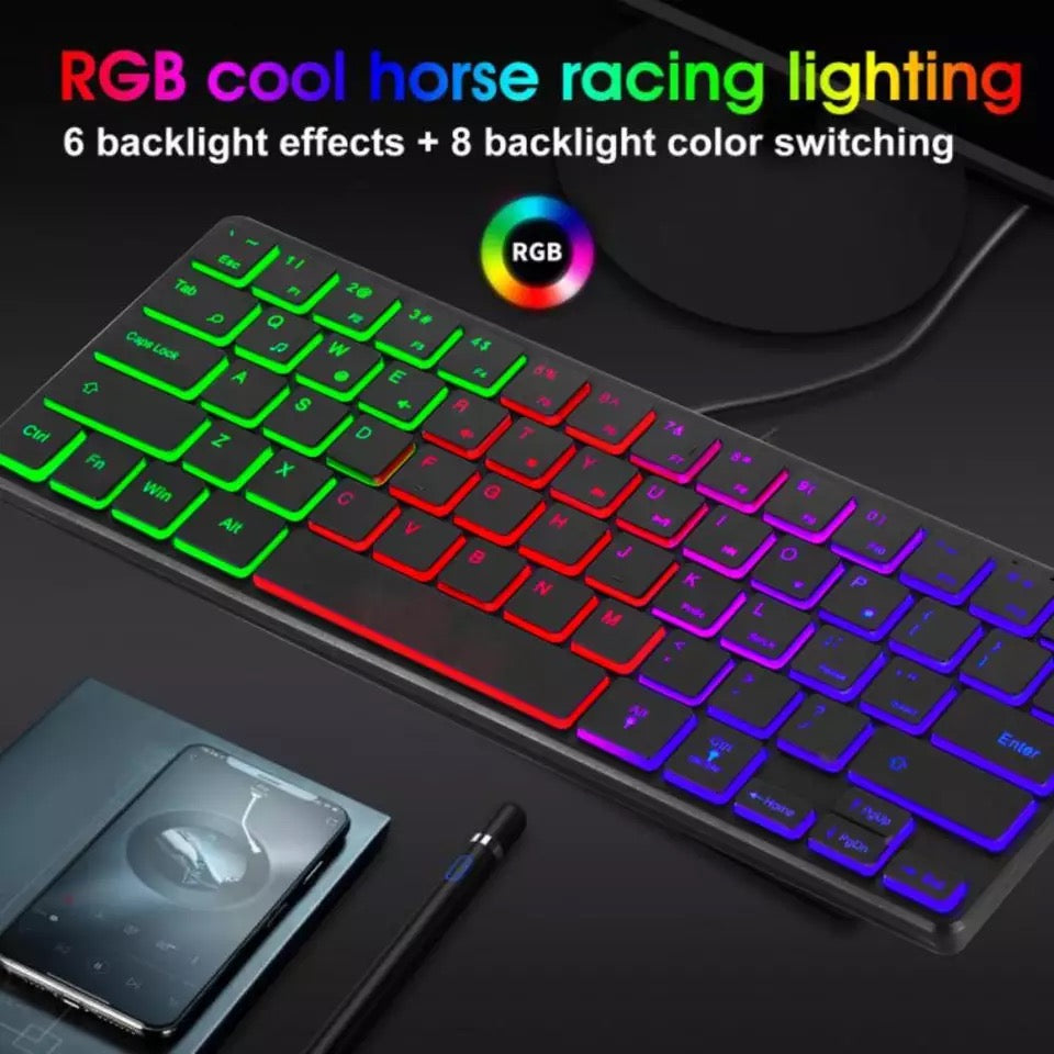 Miniteclado con cable K64, teclado luminoso de 3 colores para juegos, 64 teclas, retroiluminación RGB, para ordenador, Notebook y oficina