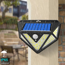 Cargar imagen en el visor de la galería, Luz Solar de 1200lm con Sensor de movimiento 166 LED 270 gran angular IP65, resistente al agua, 3 modos, lámpara Solar inalámbrica para exteriores y jardín.   CL-166
