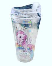 Cargar imagen en el visor de la galería, Vaso Botella de agua doble de plástico con dibujos animados para niños, vaso de pajita de dinosaurio divertido y creativo, taza de hielo transparente portátil para estudiantes MOD JL-0116
