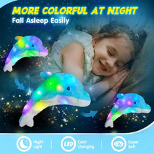 Cargar imagen en el visor de la galería, Muñeco de peluche luminoso 40 cm  con forma de delfín para niños, cojín de almohada con luz LED,
