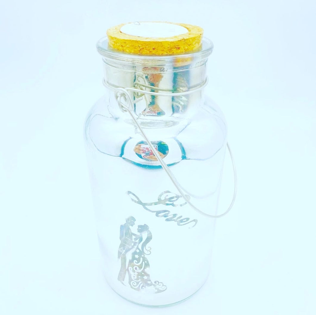 Botella luz led decorativa 18 cm alto   Diseño surtido amor mod 1800