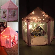 Cargar imagen en el visor de la galería, Castillo de princesas para niñas,casa de juegos portátil para niños, carpa plegable para bebés, juguetes para interiores y exteriore playa jardines CON LUZ  MOD 10582-11
