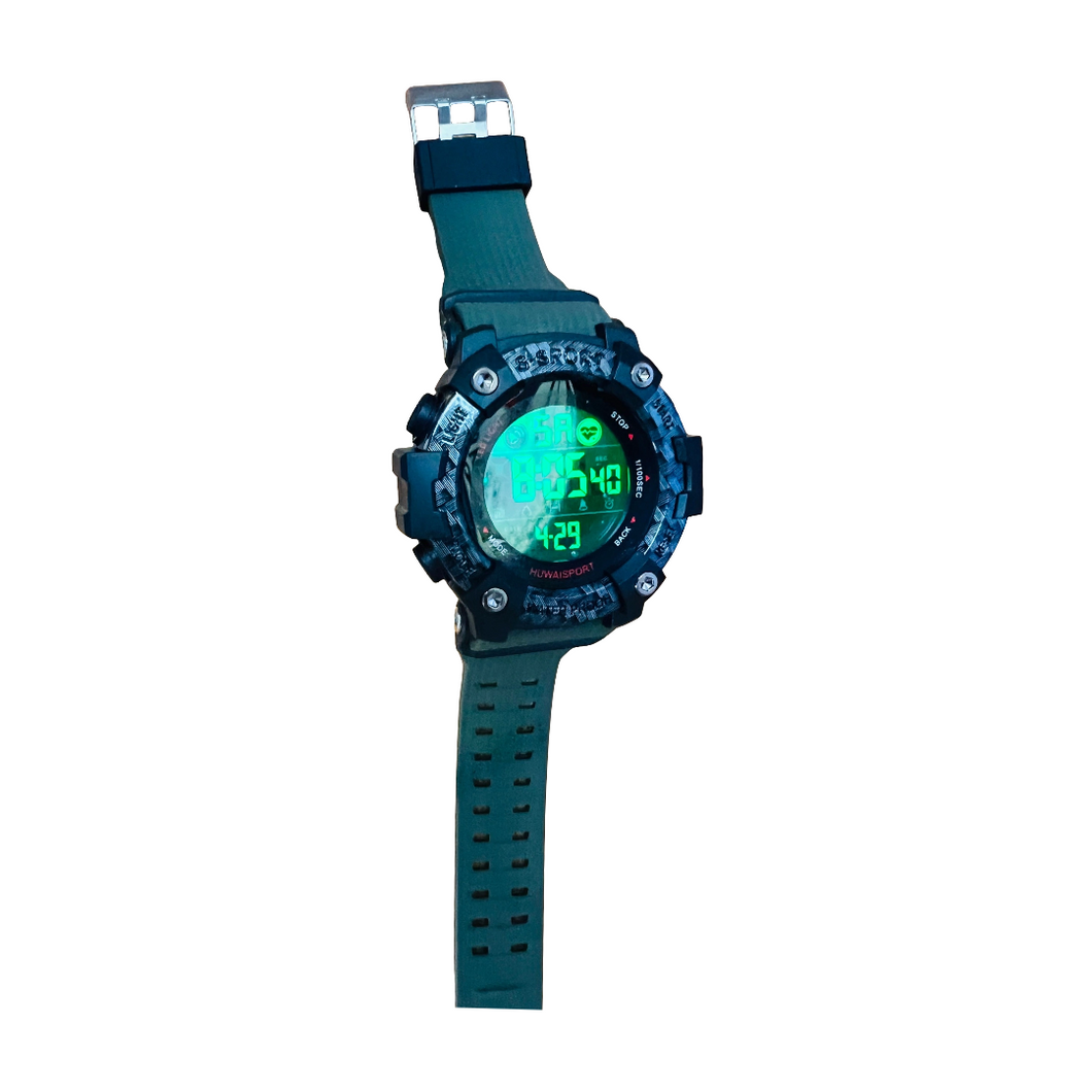 Reloj digital cronometró resistente al agua 20 m luz led color y correa de silicon