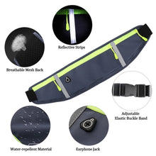 Cargar imagen en el visor de la galería, Cinturón ultraligero para correr para hombre y mujer, riñonera impermeable para acampar, ciclismo, Fitness, con conector para auriculares, tira reflectante MOD RUN-07
