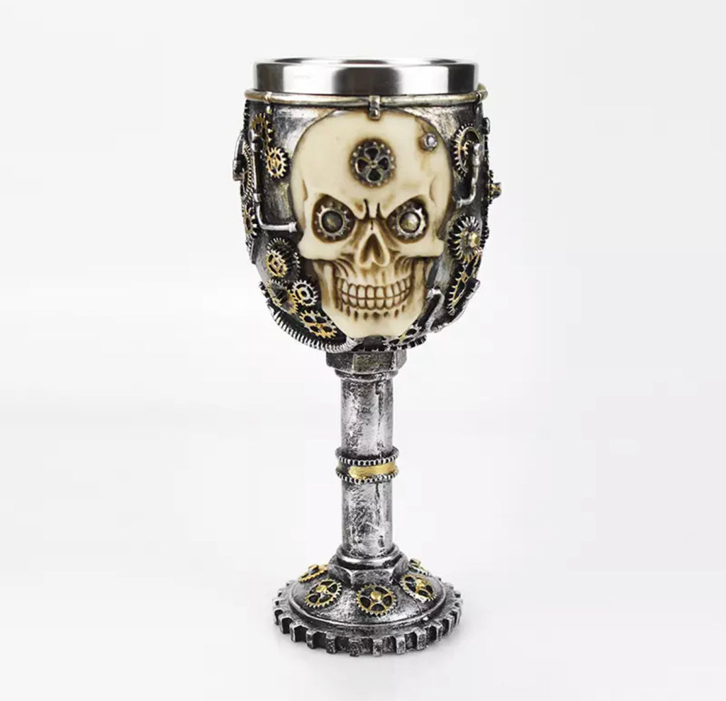 Copa gótica de resina inoxidable con Calavera, decoración de Horror, copa de vino Retro, copa de whisky, regalos de Halloween, vajilla para Bar y fiesta MOD ZE-0751