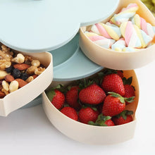 Cargar imagen en el visor de la galería, Caja de almacenamiento rotativa creativa de doble capa, organizador de decoración de boda de plástico con diseño de flores para aperitivos y dulces MOD GH6413
