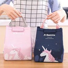 Cargar imagen en el visor de la galería, Bolsa térmica de dibujos animados para pícnic y niños, organizador de viaje para el desayuno, Almacenamiento Aislado, impermeable, fiambrera UNICORNIO
