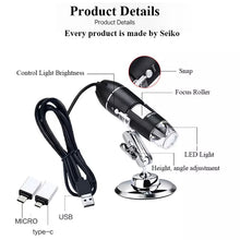 Cargar imagen en el visor de la galería, Microscopio biológico Digital 1600X/1000X/5000X, 8 LED, USB, lupas, cámara electrónica estéreo, endoscopio S-27
