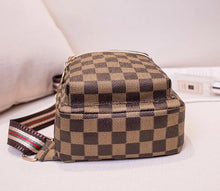 Cargar imagen en el visor de la galería, Bolso de hombro de cuero con estampado de rejilla Vintage para mujer, bolsa de viaje para teléfono MOD BD26
