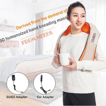 Cargar imagen en el visor de la galería, Masajeador eléctrico Shiatsu con forma de U para espalda, cuello, hombros, cuerpo, infrarrojos, calentador, 4D, para coche/casa Mod MA01 - mychinashop.com
