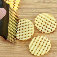 Cargar imagen en el visor de la galería, Rebanador de patatas fritas de acero inoxidable, cortador de masa, vegetales, frutas, arruga, cuchillo, cortador de patatas, máquina de patatas fritas Papas fritas onduladas Máquina para hacer papas fritas Rebanadora MOD16471-202
