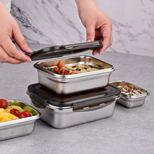 Cargar imagen en el visor de la galería, Fiambrera de acero inoxidable 304 a prueba de fugas, MOD GH4698 contenedor de almacenamiento de alimentos, Bento, cuencos, capacidad para el hogar, contenedor de alimentos, viaje, 4 pz

