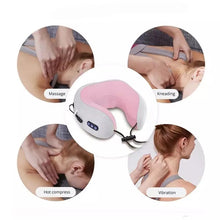 Cargar imagen en el visor de la galería, Almohada de masaje multifuncional en forma de U, almohada de masaje por vibración, masajeador de columna Cervical, Protector eléctrico para cuello MOD GH3076
