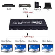 Cargar imagen en el visor de la galería, Multiplicador HDMI 4 canales 4K x 2k 1080P HDMI Splitter 4K 60Hz HDMI Splitter 1x4 HDMI2.0 1 en 4 convertidor de vídeo para PS4 DVD STB PC salida a 4 Monitor de TV - mychinashop.com
