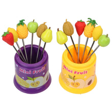 Cargar imagen en el visor de la galería, Diseño de frutas Tenedor de fruta 6 unids/set creativo accesorios de cocina de acero inoxidable vajilla postre de pastel de merienda tenedor alimentos MOD 8230
