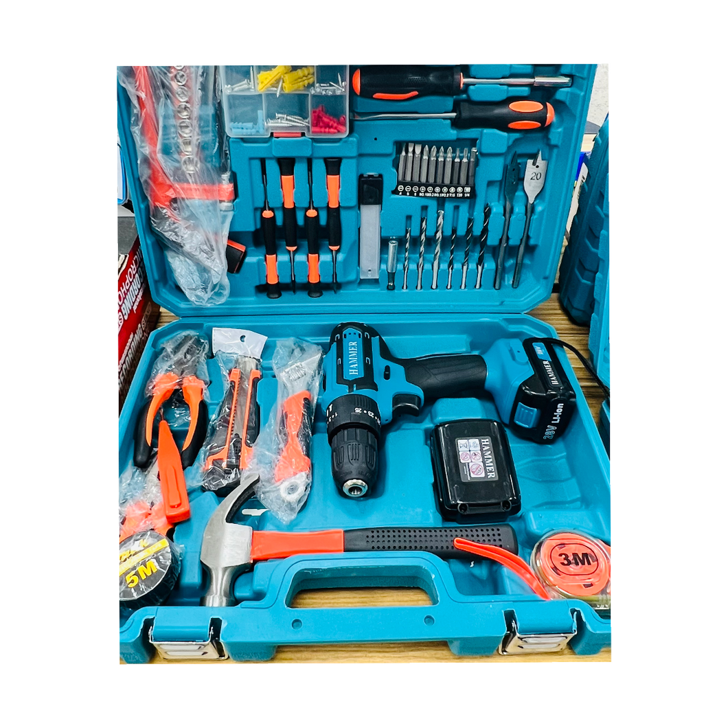 Juego de herramientas  HAMMER profesionales para mantenimiento del coche, Kit completo de reparaciones de Metal, carpintero, electricista, caja de herramientas, herramienta de trabajo de mantenimiento del hogar MOD ZE-655