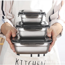 Cargar imagen en el visor de la galería, Fiambrera de acero inoxidable 304 a prueba de fugas, MOD GH4698 contenedor de almacenamiento de alimentos, Bento, cuencos, capacidad para el hogar, contenedor de alimentos, viaje, 4 pz
