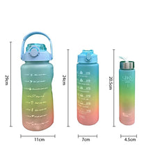 Cargar imagen en el visor de la galería, Botella de agua deportiva de gran capacidad para niñas y niños, Juego de 3 botellas con marcador de tiempo, 2000ML, 900ML, 280ML MOTIVACIONAL 3 Pz MOD 2576
