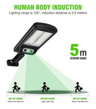 Cargar imagen en el visor de la galería, Luz Solar 128 COB para exteriores, farola impermeable con Sensor infrarrojo, Sensor de movimiento, luz con Control remoto inteligente.  W755-3
