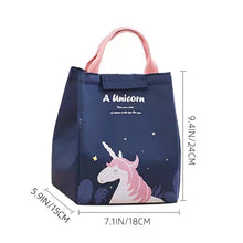 Cargar imagen en el visor de la galería, Bolsa térmica de dibujos animados para pícnic y niños, organizador de viaje para el desayuno, Almacenamiento Aislado, impermeable, fiambrera UNICORNIO
