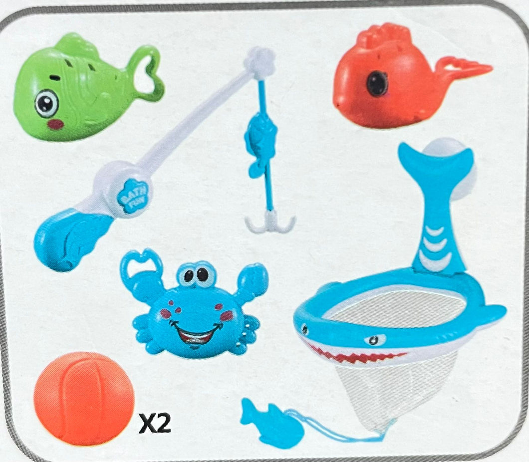 Juguetes de baño, juegos de pesca con red de peces, peces de chorro, cangrejo, piscina