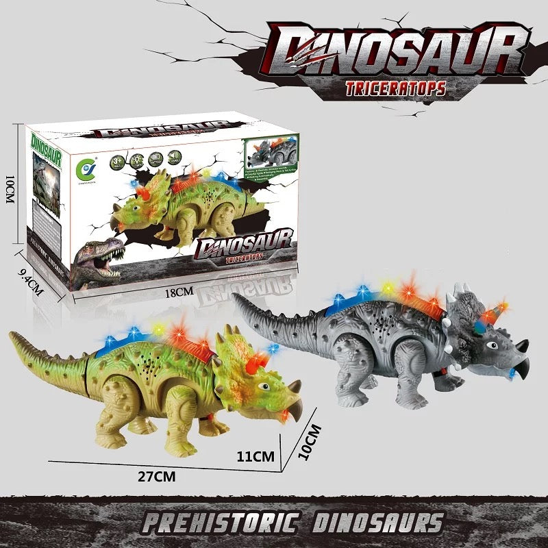 Triceratops luz y sonido Juguetes Educativos de gran tamaño para niños, robot de dinosaurio eléctrico para caminar, modelo electrónico de Animal con sonido ligero MOD 817