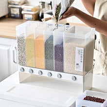 Cargar imagen en el visor de la galería, Caja de almacenamiento de arroz sellada para el hogar, contenedor de granos de cereales montado en la pared, dispensador de alimentos secos, tarro de almacenamiento de granos, organizador de cocina MOD 812
