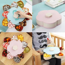 Cargar imagen en el visor de la galería, Caja de almacenamiento rotativa creativa de doble capa, organizador de decoración de boda de plástico con diseño de flores para aperitivos y dulces MOD GH6413

