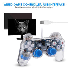 Cargar imagen en el visor de la galería, Mando transparente LED con cable USB, Joystick de doble vibración para PC y portátil, Win7/10/XP, 3 colores Mod EW-702 - mychinashop.com
