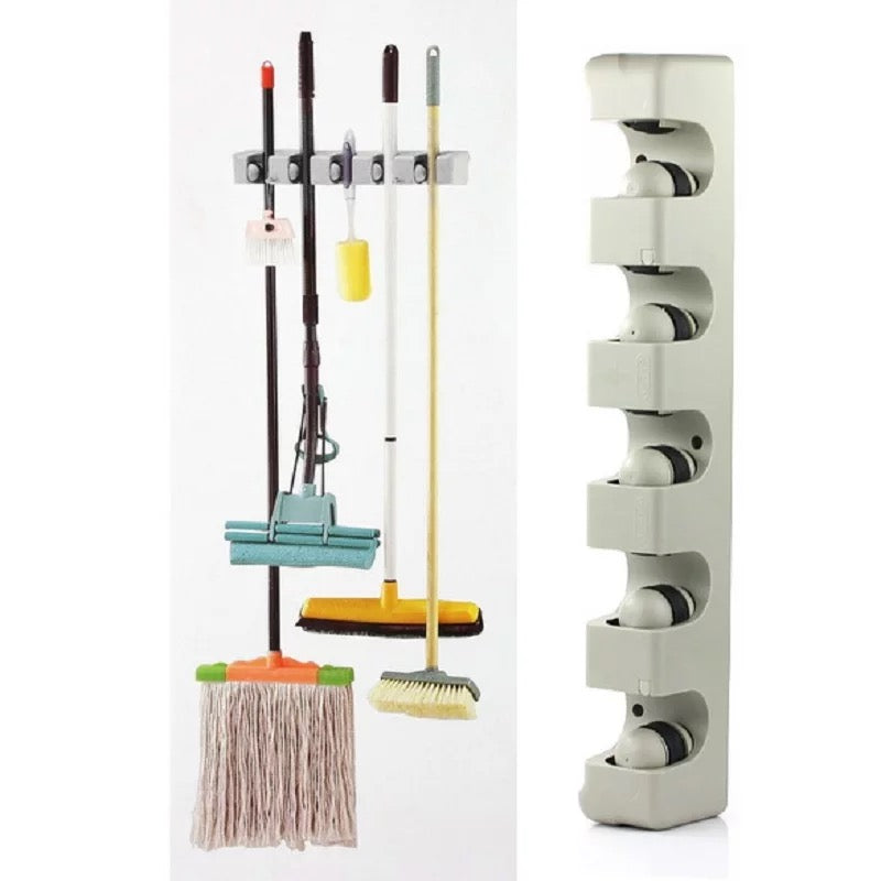 Organizador de cocina de 3/4/5 posiciones, soporte de almacenamiento montado en la pared para fregonas, Escobas y cepillos ABS, organizador para el hogar MOD GH6403