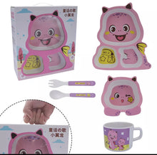 Cargar imagen en el visor de la galería, Juego de plato con vaso y cubiertos kawaii MOD HB-855

