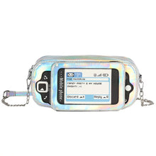 Cargar imagen en el visor de la galería, Bolso de mano para teléfono móvil con teclado completo para mujer, bolsa de mensajero de pu con láser, moda europea y americana creativa, simulación divertida, MOD LH1240
