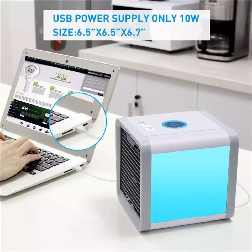 Minidispositivo de aire acondicionado con 7 LUCES LED humidificador con USB, purificador de Mesa para el hogar, dormitorio y oficina, refrigeración MOD 8856