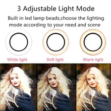 Cargar imagen en el visor de la galería, Aro de luz led 6 “ con soporte tripié de mesa  Mod LED317 - mychinashop.com
