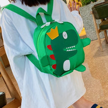 Cargar imagen en el visor de la galería, Mochila de lona con bordado de dinosaurio  Prescolar mini para niños y estudiantes, mochila personalizada de dibujos animados para ir a la escuela con correa de seguridad MOD
