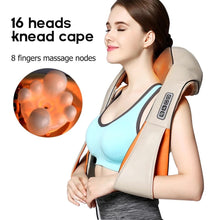 Cargar imagen en el visor de la galería, Masajeador eléctrico Shiatsu con forma de U para espalda, cuello, hombros, cuerpo, infrarrojos, calentador, 4D, para coche/casa Mod MA01 - mychinashop.com
