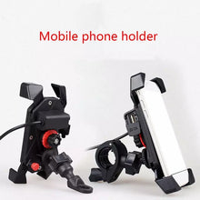 Cargar imagen en el visor de la galería, Soporte de montaje en espejo para manillar de motocicleta, con cargador USB, 1 ud. MOD CD-3082
