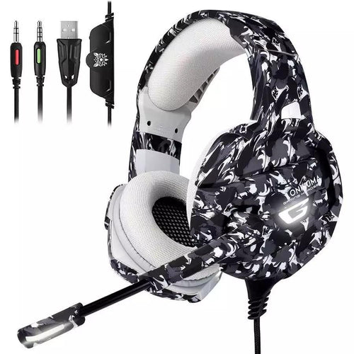 Auriculares para juegos ONIKUMA K5, auriculares estéreo de graves profundos con micrófono, auriculares con cable de luz LED para ordenador portátil, PC, PS4 Xbox - mychinashop.com