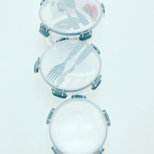Cargar imagen en el visor de la galería, Nueva fiambrera triple con dos juegos de cubiertos para horno de micro hondas con tapa de sellado 550ml+1200ml+2200ml de capacidad BPA FREE

