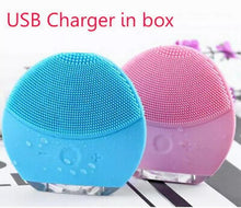 Cargar imagen en el visor de la galería, Cepillo de limpieza Facial sónico de silicona Q-325 cepillo de limpieza Facial, vibración eléctrica Ultra Sónica, recargable limpiador eliminador de espinillas - mychinashop.com
