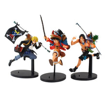 Cargar imagen en el visor de la galería, Figura de One Piece Running Three Brothers Luffy,Ace, Saab, modelo de Anime coleccionable de PVC, juguetes de regalo para niños
