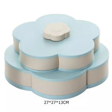 Cargar imagen en el visor de la galería, Caja de almacenamiento rotativa creativa de doble capa, organizador de decoración de boda de plástico con diseño de flores para aperitivos y dulces MOD GH6413
