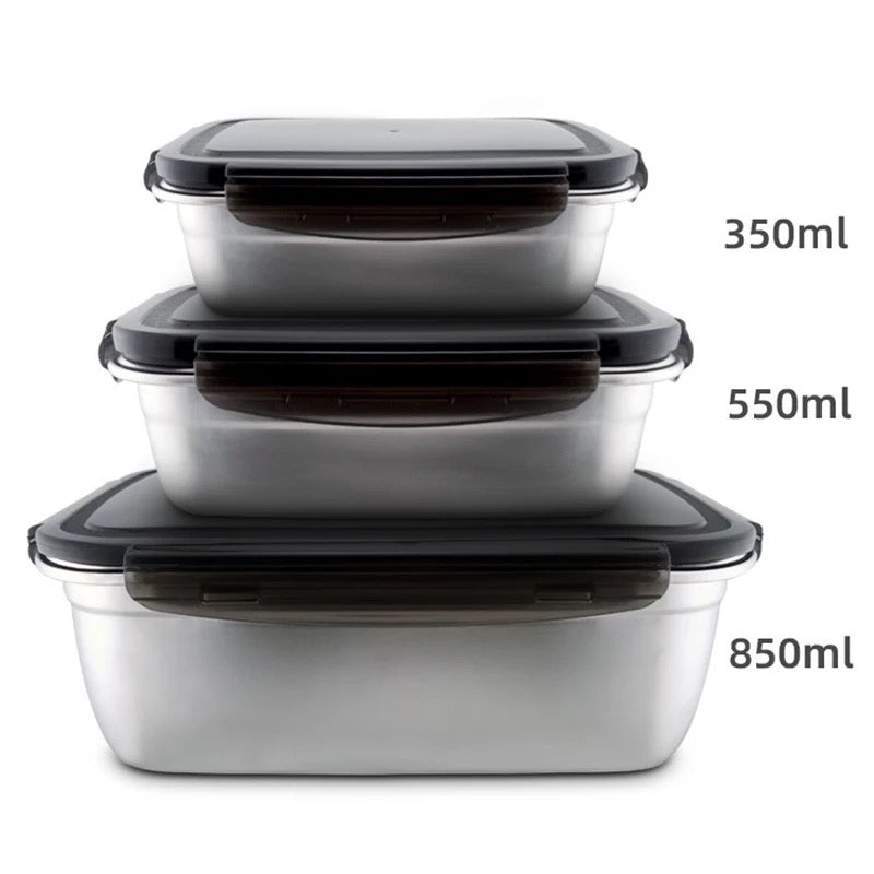 Fiambrera de acero inoxidable 304 a prueba de fugas, MOD GH4698 contenedor de almacenamiento de alimentos, Bento, cuencos, capacidad para el hogar, contenedor de alimentos, viaje, 4 pz