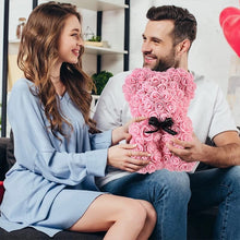Cargar imagen en el visor de la galería, Oso de peluche con forma de rosa para mujer, Osito de 25 cm con forma de corazón, flor Artificial san Valentín
