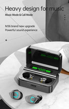 Cargar imagen en el visor de la galería, Auriculares inalámbricos M36 TWS con Bluetooth, dispositivo de audio con pantalla Digital, estéreo 9D, deportivos, impermeables, con micrófono MOD M36
