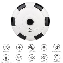 Cargar imagen en el visor de la galería, Cámara Mod 10364 EVKVO, 1080P, panorámica inalámbrica, Whit y cámara negra, cámara IP de red de seguridad para el hogar, lente de cámara de 360 grados, Ojo de pescado, visión nocturna IR - mychinashop.com

