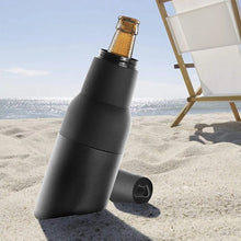 Cargar imagen en el visor de la galería, Soporte para latas de cerveza 2 en 1, termo aislado al vacío de , de acero inoxidable, con abridor ,16oz  MOD ZE-346
