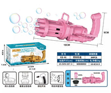 Cargar imagen en el visor de la galería, Pistola de burbuja en caja Máquina de burbujas eléctrica Gatling para niños, pistola de burbujas automática de oro y negro, función combinada de ventilador de pistola de juguete MOD 2025
