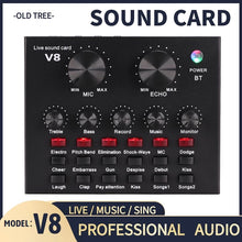 Cargar imagen en el visor de la galería, Tarjeta de sonido externa V8, auriculares con USB, micrófono, Webcast, entretenimiento Personal, Streamer, transmisión en vivo para PC, teléfono y ordenador MOD KIT micrófono V8
