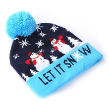 Cargar imagen en el visor de la galería, Gorro navideño de punto con luz LED para niños y adultos, gorro cálido iluminado, decoración de Año Nuevo varios diseños
